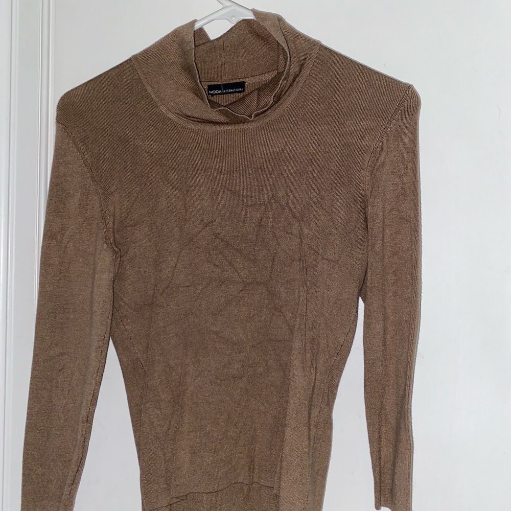 Moda International Womens Brown Turtleneck Sweater